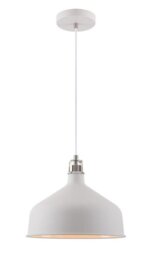 Ryde 1 Light Medium Ceiling Pendant In Sand White, Satin Nickel And White - Dia: 300mm