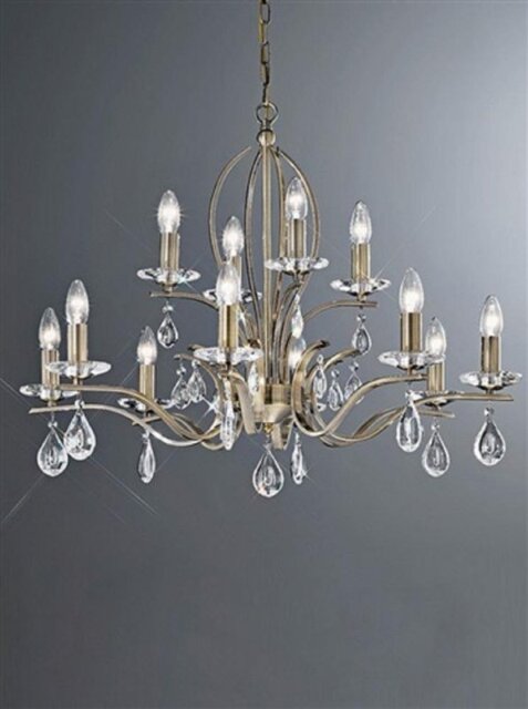 Franklite FL2299/12 Willow 12 Light Bronze and Crystal Chandelier