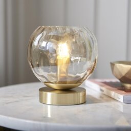 Dimple Table Lamp In Brushed Gold With Champagne Glass 91973