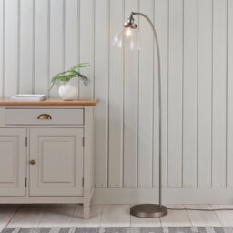 Endon 91741 Hansen Task Floor Lamp In Brushed Silver Finish With Clear Glass