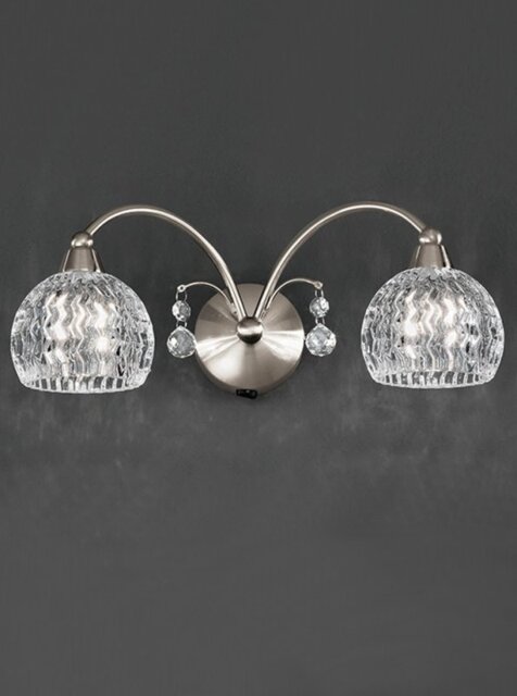 Franklite Jura FL2295/2 2 Light Satin Nickel and Crystal Wall Light