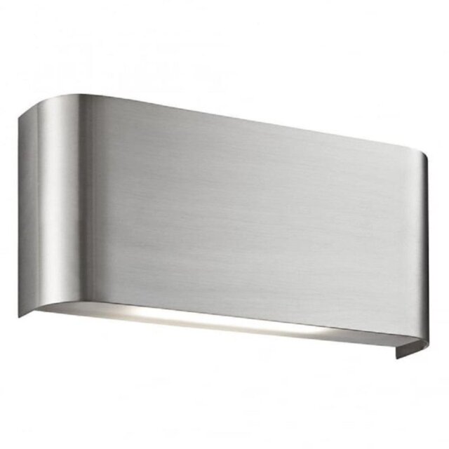 Searchlight 1953SS 20 LED Oblong Curved Wall Light In Satin Silver With Up And Down Light