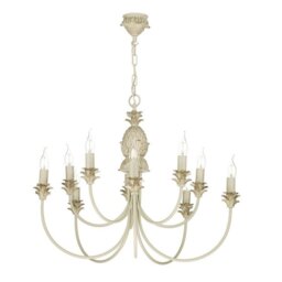 David Hunt Lighting CAB2312 Cabana Ten Light Ceiling Pendant Light In Cream And Gold - Fitting Only