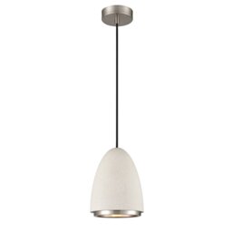 Franklite Stylish 1 Light Ceiling Pendant Light In Textured White And Satin Nickel Finish PCH242
