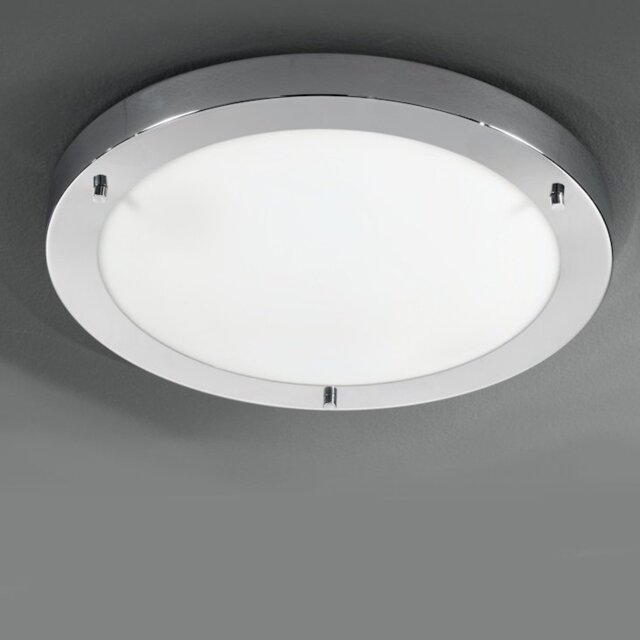 Franklite CF5682 2 Light Chrome & Glass Flush Bathroom Ceiling Light