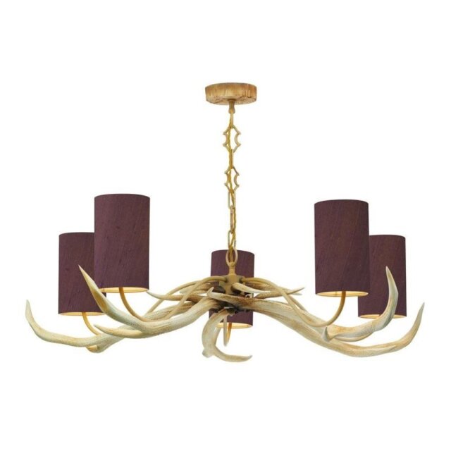 David Hunt Lighting ANT0500 Antler 5 Light Pendant Ceiling Light With Choice Of Bleached Shades