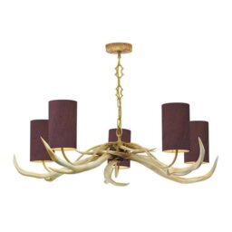 David Hunt Lighting ANT0500 Antler 5 Light Pendant Ceiling Light With Choice Of Bleached Shades