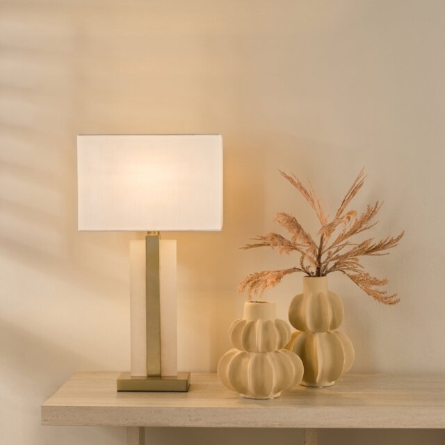Dar Lighting Tokori Table Lamp In Brushed Gold And Alabaster Finish TOK4234