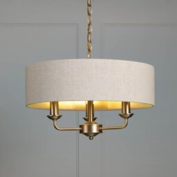 Sorrento Antique Brass 3 Light Armed Fitting Ceiling Light with Natural Shade LA3756751-Q