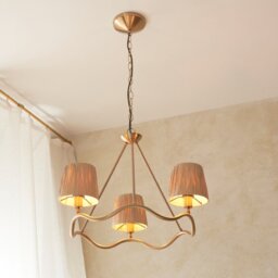 Endon 114213 Wriggle 3 Light Ceiling Pendant Light In Aged Brass With Raffia Shades