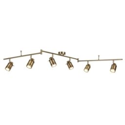 Searchlight 6606AB Samson Six Light Ceiling Bar Spotlight In Antique Brass
