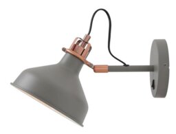 Ryde 1 Light Adjustable Wall Light In Sand Grey, Copper And White