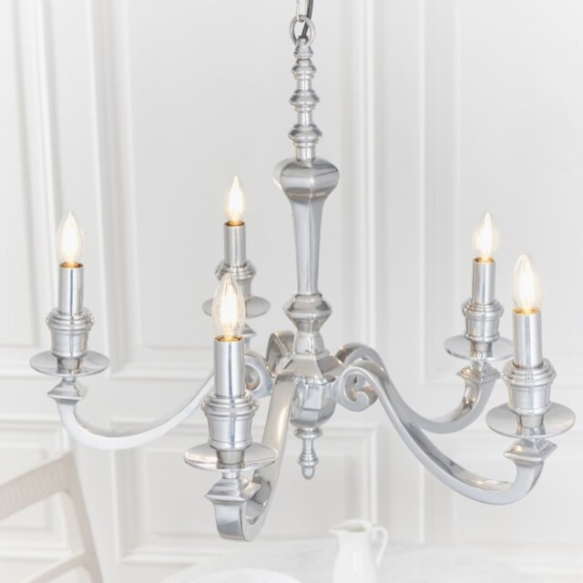Endon 73598 Finsbury Five Light Ceiling Pendant Light In Polished Cast Aluminium (Fitting Only)
