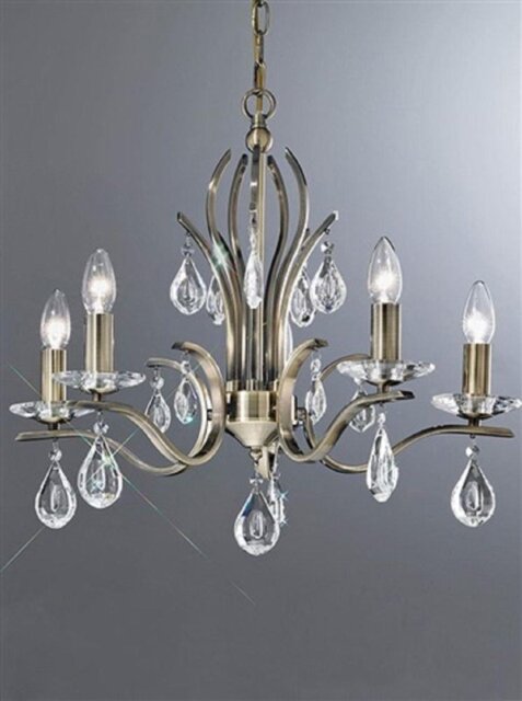 Franklite FL2299/5 Willow 5 Light Bronze and Crystal Chandelier