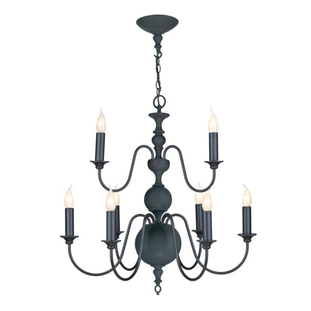 David Hunt Lighting FLE1323 FLEMISH 9 Light Ceiling Pendant In Smoke Blue Finish
