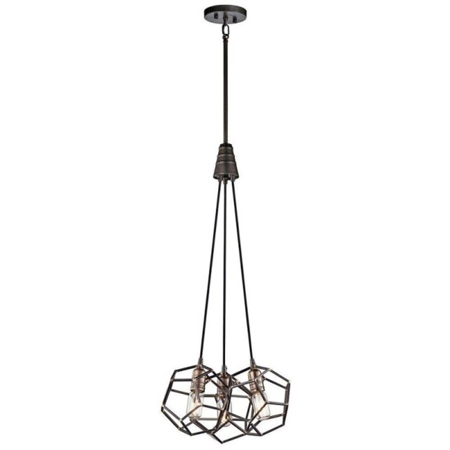 KL/ROCKLYN3 RS Rocklyn 3 Light Ceiling Chandelier Light In Raw Steel