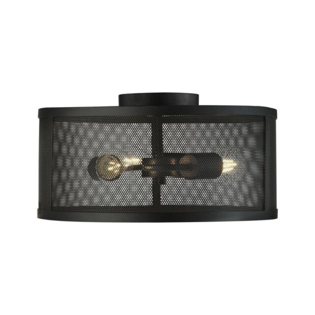 Searchlight 2843-3BK Fishnet 3 Light Flush Ceiling Light In Matt Black