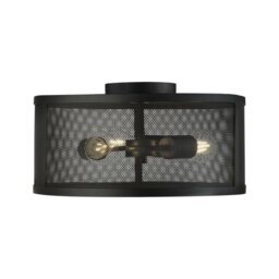 Searchlight 2843-3BK Fishnet 3 Light Flush Ceiling Light In Matt Black