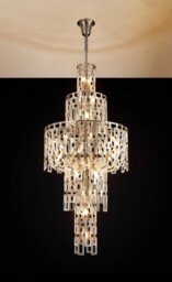 Italica 85 cm Round Tall Pendant In Satin Nickel Finish With Clear Glass