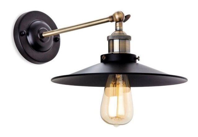Firstlight 5933BK Ashby 1 Light Wall Light In Black With Antique Brass