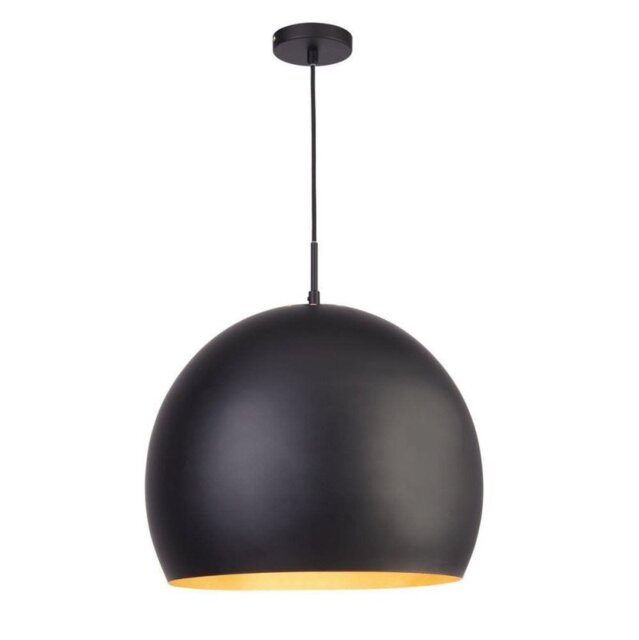 Searchlight 3039BK Industrial Pendant 1 Light Ceiling Light In Black And Gold - Dia: 420mm