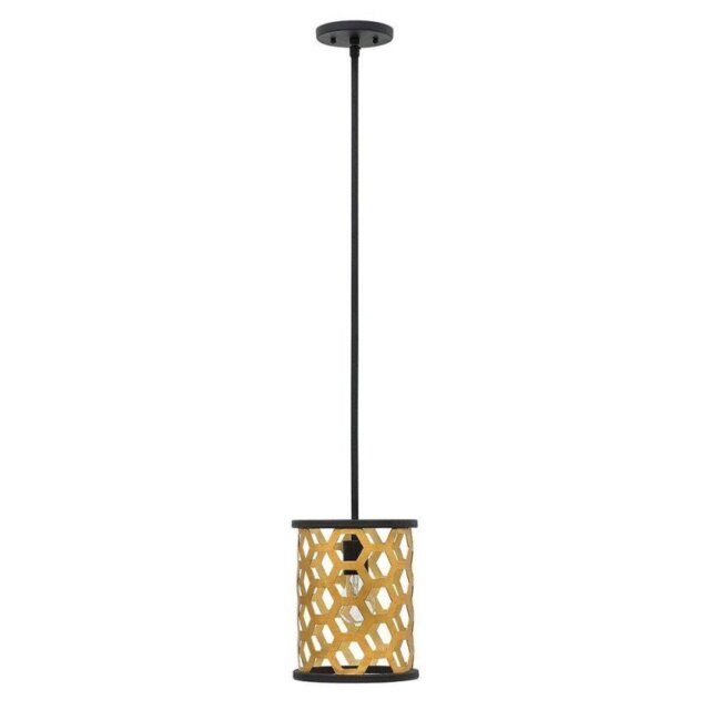HK/FELIX/MP Felix 1 Light Mini Pendant Light In Gold And Black