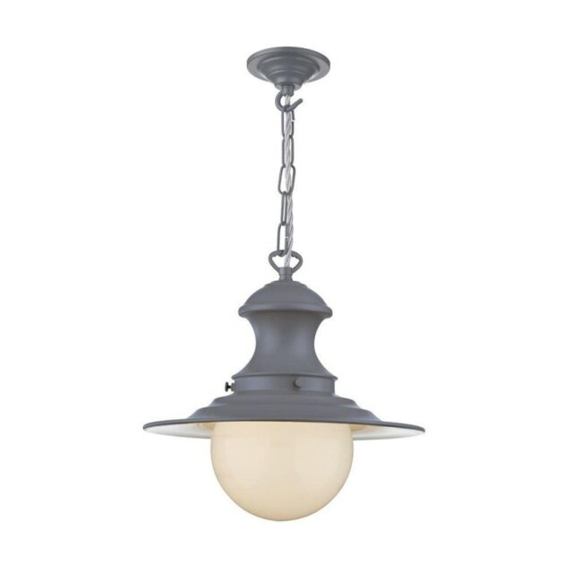 David Hunt Lighting EP0139 Baby Station Lamp In Lead Grey With Opal Glass
