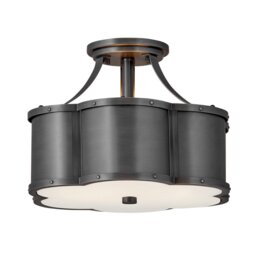 Quintiesse QN-CHANCE-SF-S-BLB Chance Semi Flush Ceiling Light In Blackened Brass Finish