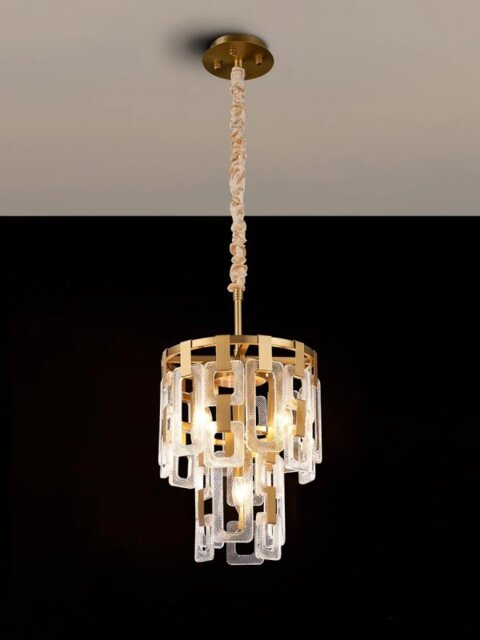 Italica 30 cm 2 Tier Round Pendant In Matt Gold Finish With Clear Glass