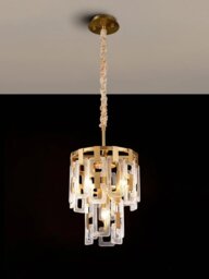 Italica 30 cm 2 Tier Round Pendant In Matt Gold Finish With Clear Glass