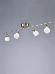 Franklite SPOT8974 4 Light Bar Ceiling Light In Satin Nickel With Clear Edged White Shades