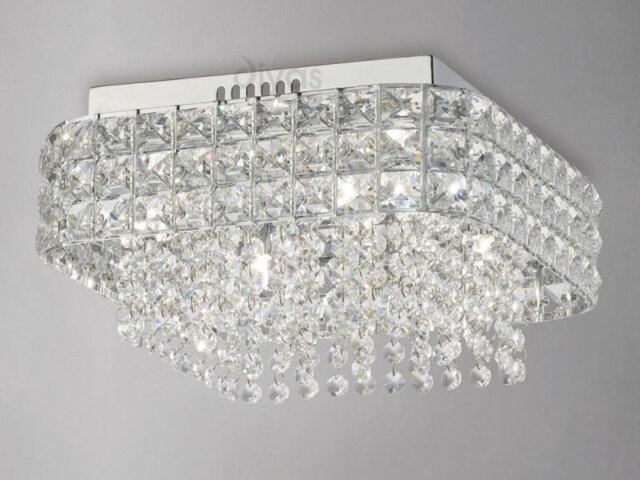 Diyas IL31152 Edison 4 Light Crystal Flush Ceiling Light