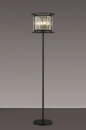 Crown Floor Lamp In Black Finish With Clear Crystal Glass