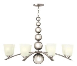 HK/ZELDA8 PN Polished Nickel Zelda 8 Light Chandelier with Glass Shades