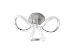 M4994 Knot Dimmable LED 3 Light Semi Flush Ceiling Light In Silver And White