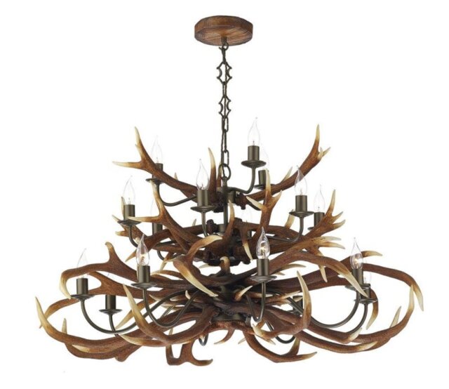 David Hunt Lighting ANT1729 Antler 17 Light Tiered Pendant in Rustic Finish