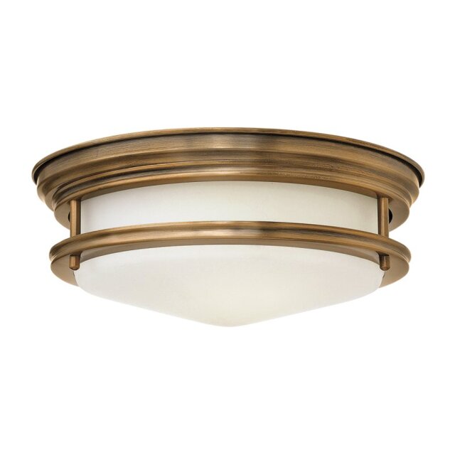 Quintiesse QN-HADRIAN-FS-BR-OPAL Hadrian 2 Light Flush Ceiling Light In Brushed Bronze With Opal Glass IP44