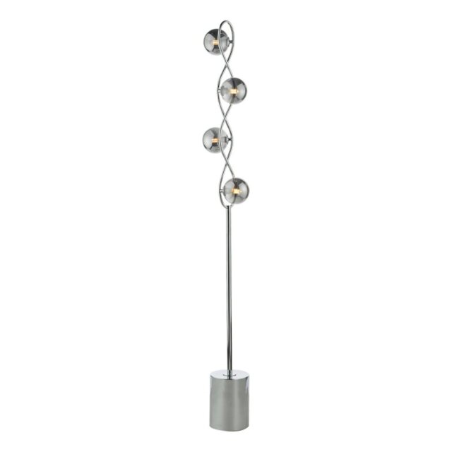 Dar Lighting Lysandra 4 Light Floor Lamp In Polished Chrome With Smoked Glass