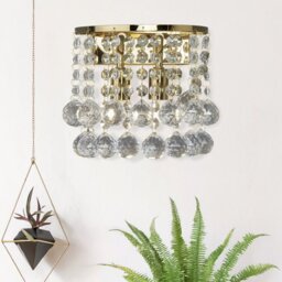Searchlight 2402-2GO Hanna 2 Light Wall Light In Gold With Crystal