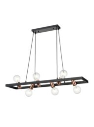 Franklite Vintner 6 Light Bar Ceiling Pendant Light In Black And Satin Copper Finish Fl2419-6