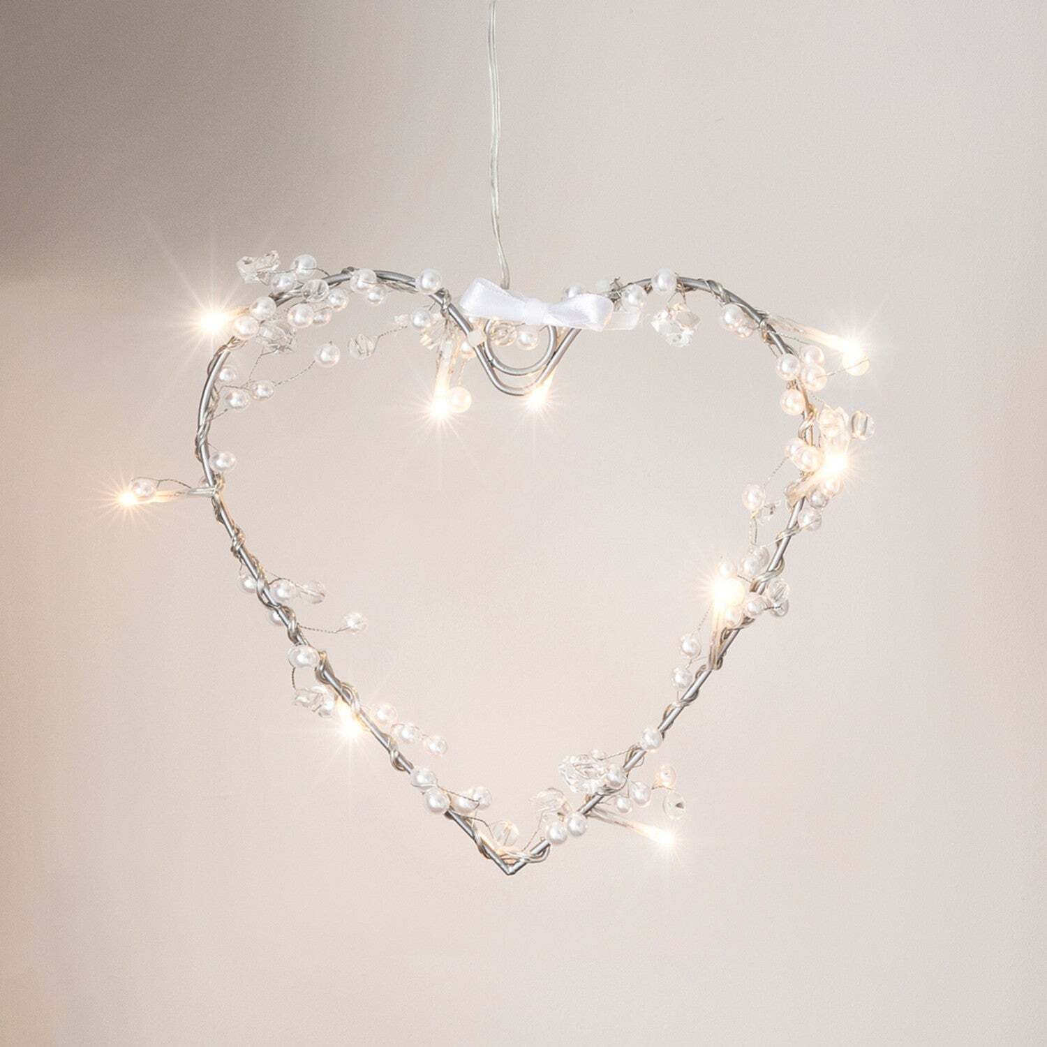 Heart Battery Fairy Light Wreath - image 1
