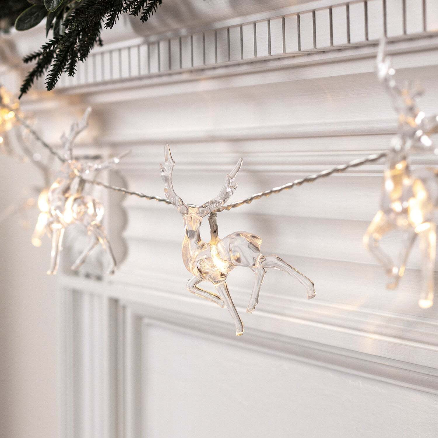10 Warm White Reindeer Battery Christmas Fairy Lights - image 1