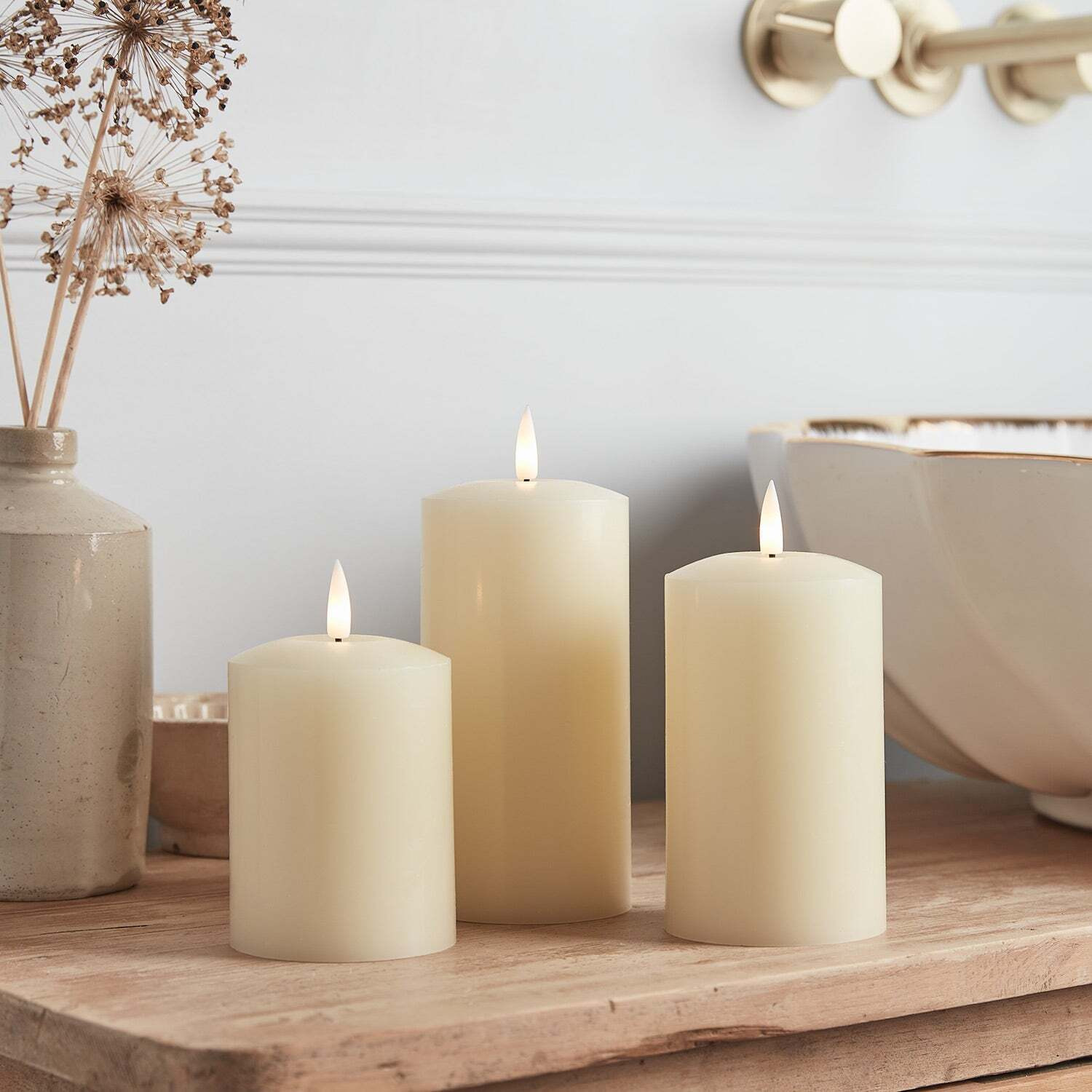 TruGlow® Ivory LED Pillar Candle Trio - image 1
