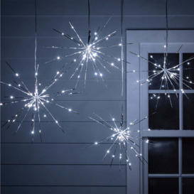4 Silver Starburst Sparkling Christmas Lights - thumbnail 1