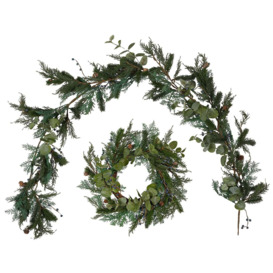Frosted Berry and Pinecone Garland and Wreath - thumbnail 1
