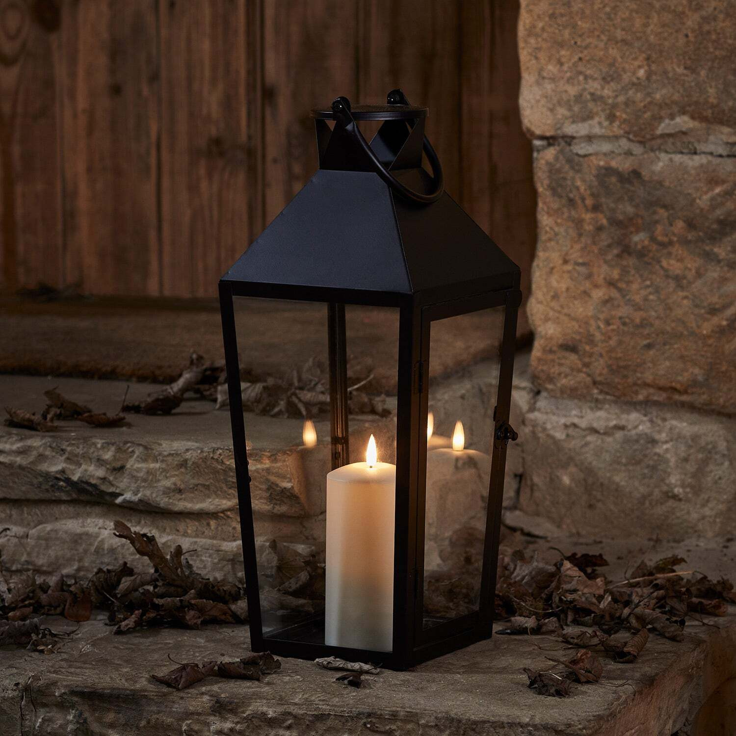 Cairns Medium Black Garden Lantern with TruGlow® Candle - image 1