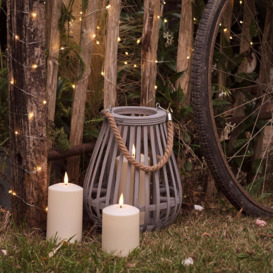 Fraser Large Grey Bamboo Lantern with TruGlow® Candle - thumbnail 2