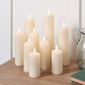 9 TruGlow® Ivory LED Slim Pillar Candles With Remote Control - thumbnail 2