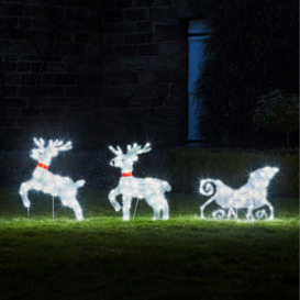Fluffy Light Up Reindeer & Sleigh - thumbnail 1