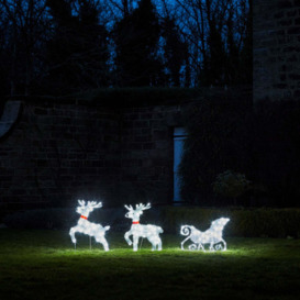 Fluffy Light Up Reindeer & Sleigh - thumbnail 2